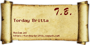 Torday Britta névjegykártya